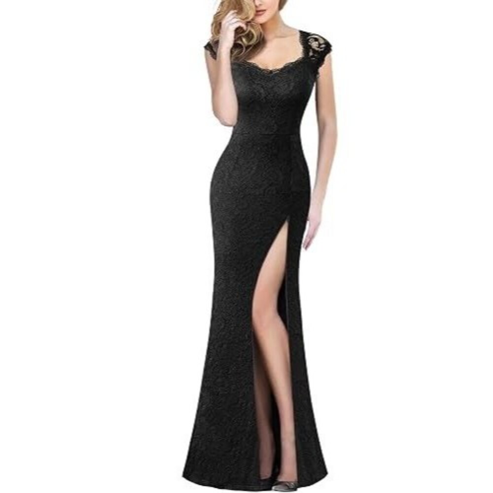 VFSHOW Lace Dress Women’s Sz XXL Black Formal Evening Wedding Party Maxi NWT